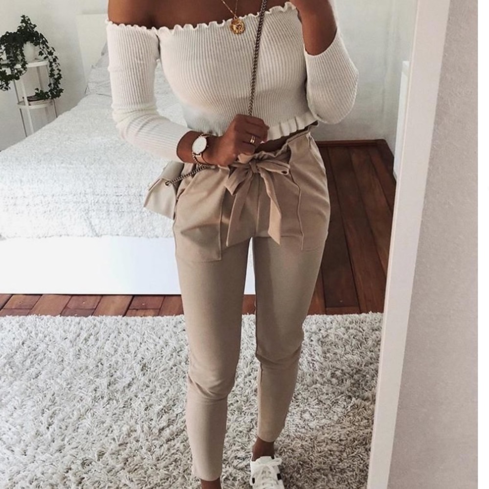 Khaki Waist Tie pants